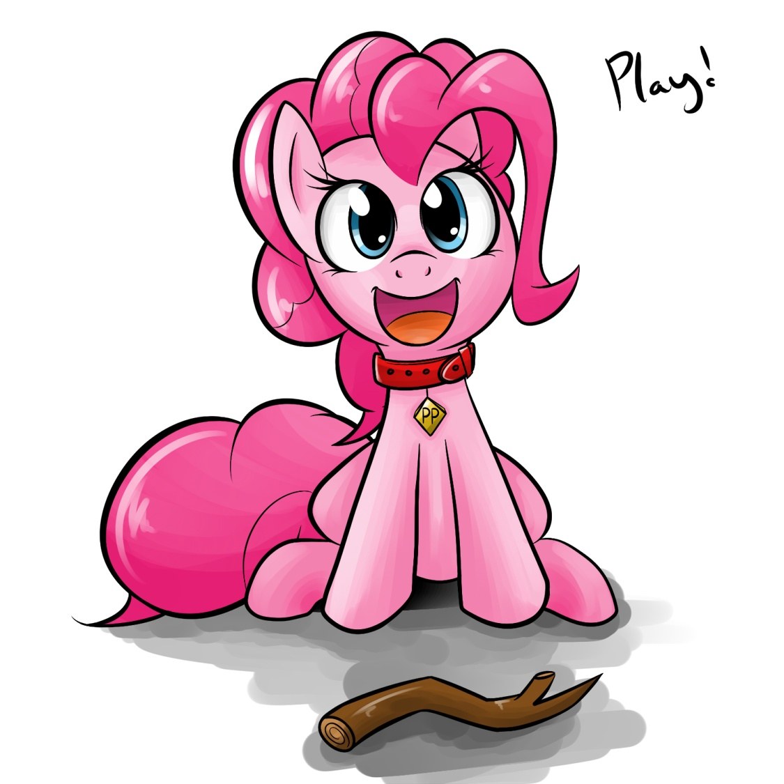 Pinkie Pie playing with a stick