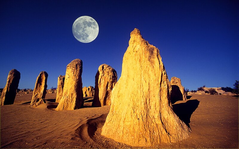 Pinnacles under full moon