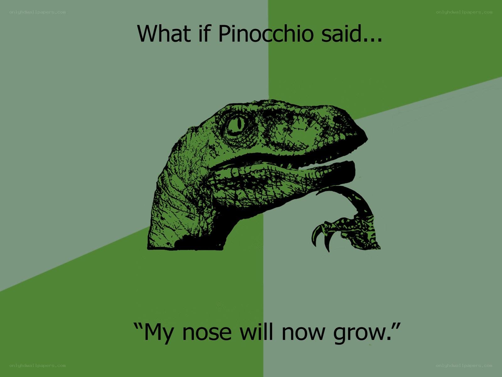 Pinocchio meme with dinosaur