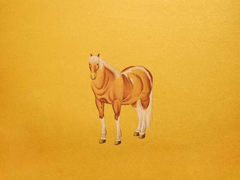 Pinto Horse Standing — Gold