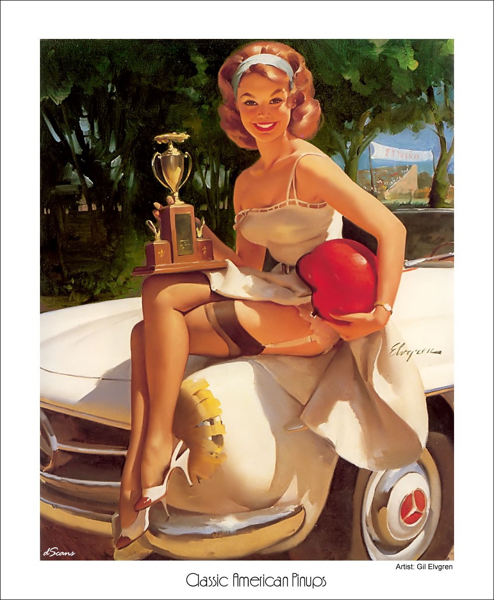 Pinup woman with trophy