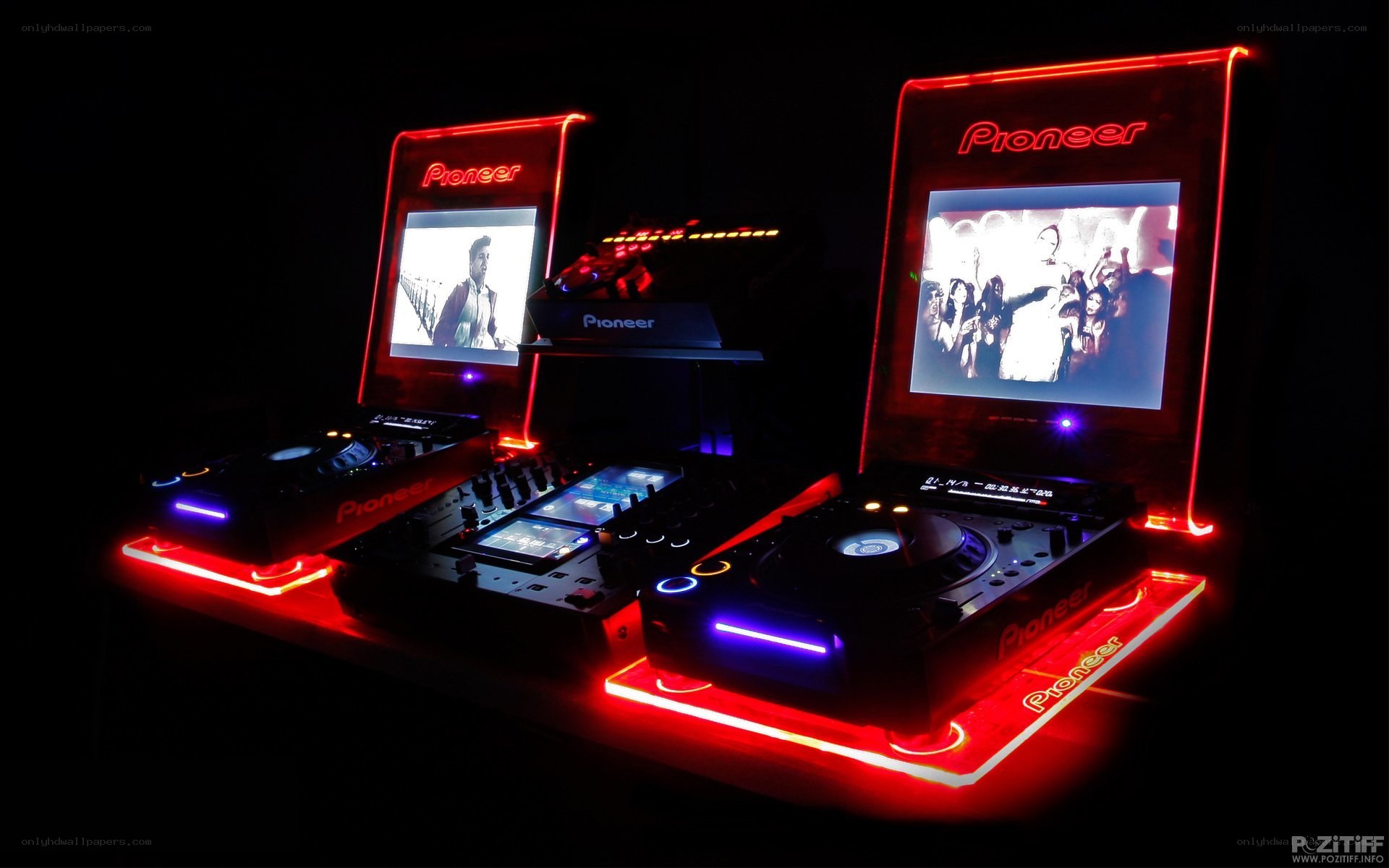Pioneer DJ setup with neon lights