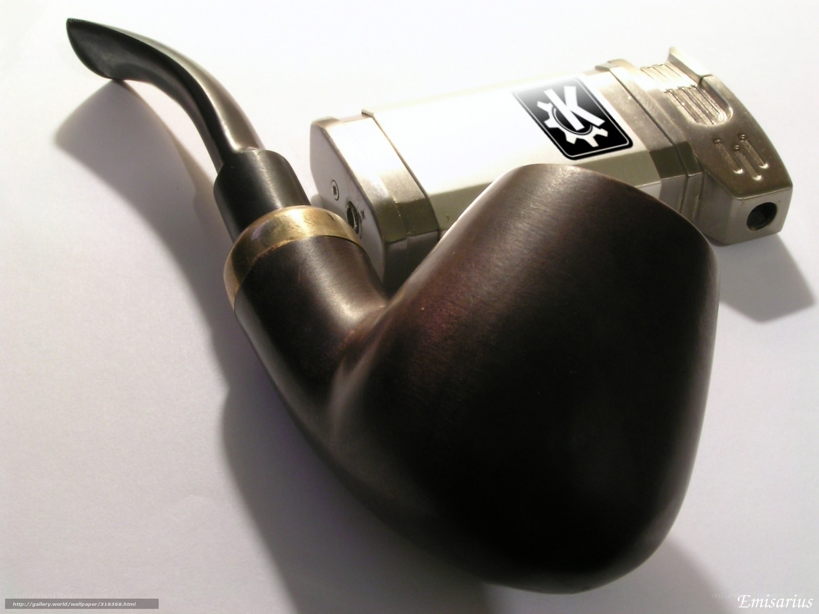 pipe and lighter on white