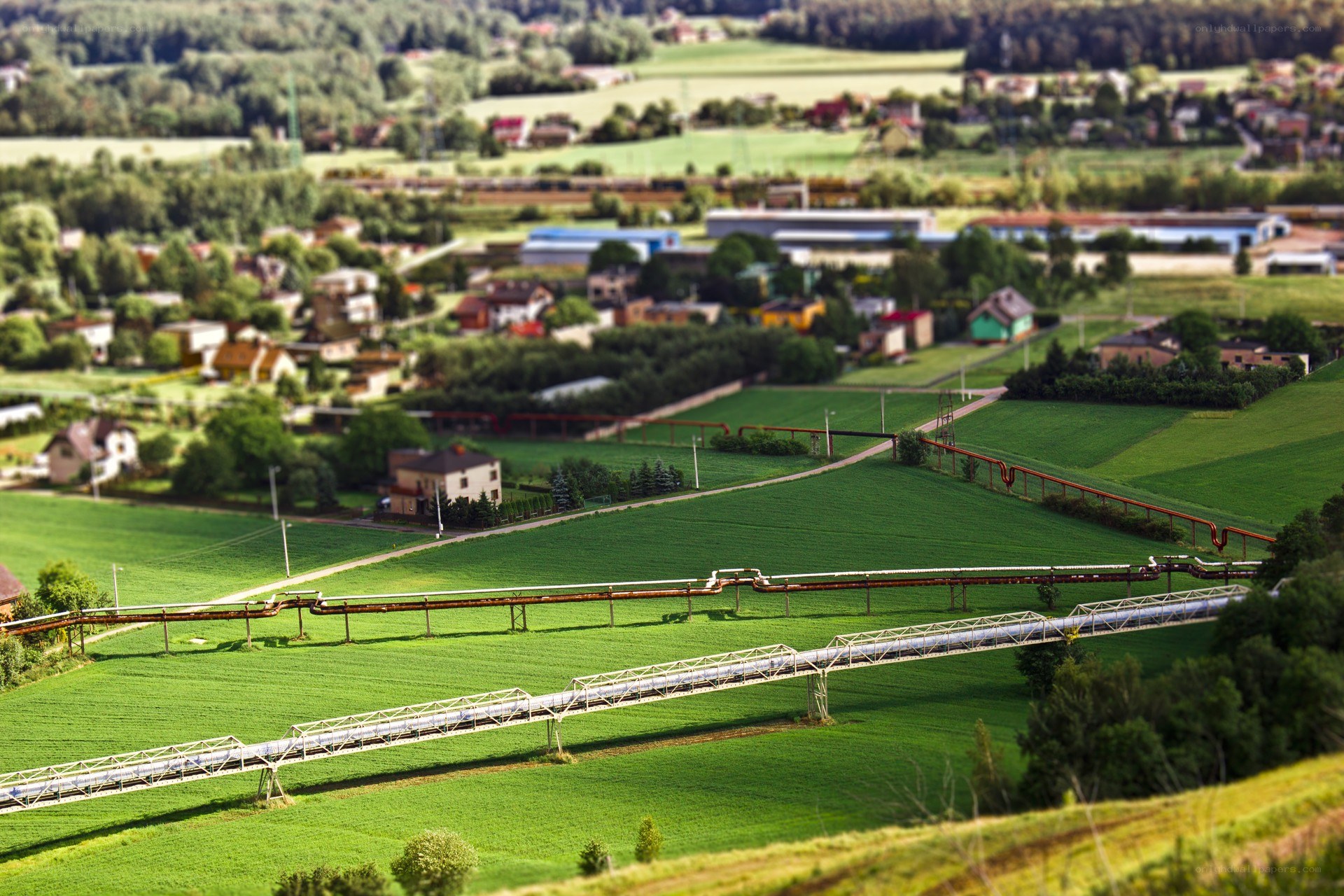 Pipeline over green fields