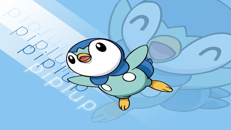 Piplup flying in the sky