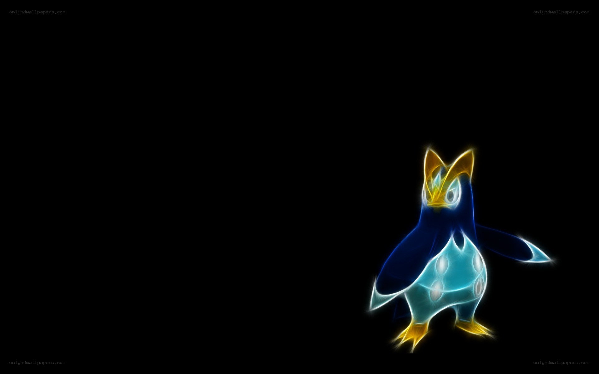 Piplup glowing on black