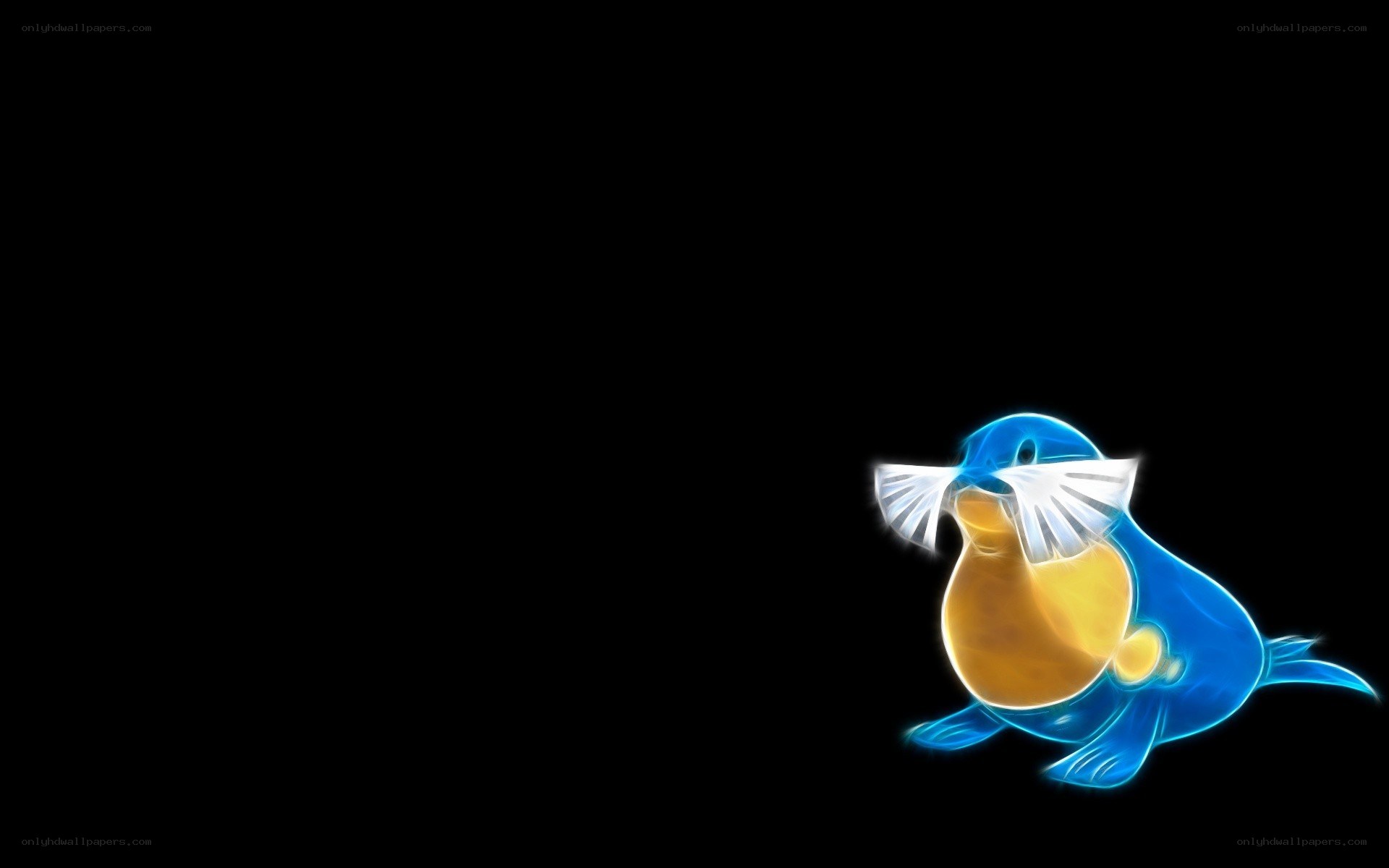 Piplup glowing on black