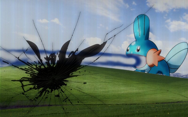 Piplup on a cracked screen