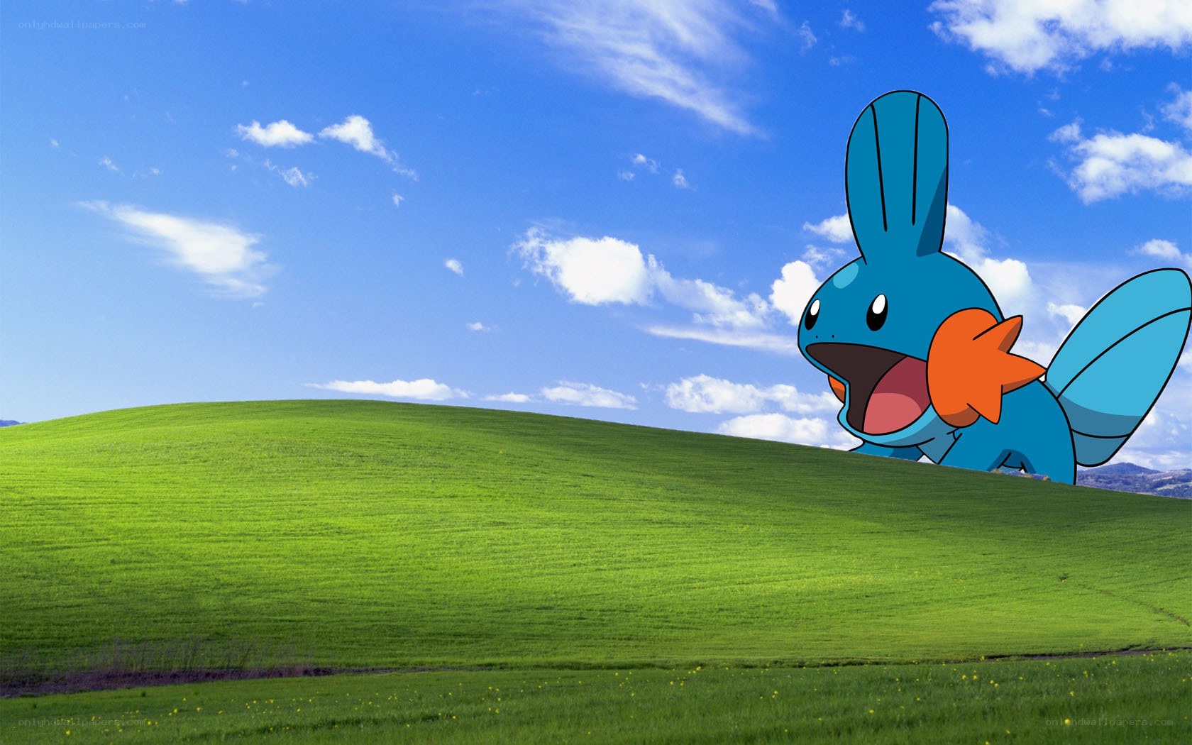 Piplup on a green hill