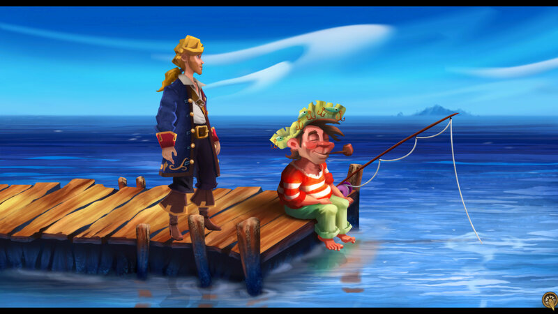 Pirate and fisherman on a dock