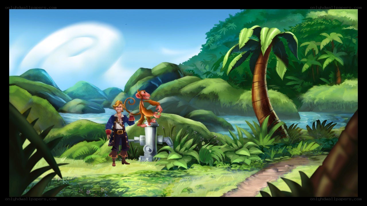 pirate and monkey in jungle