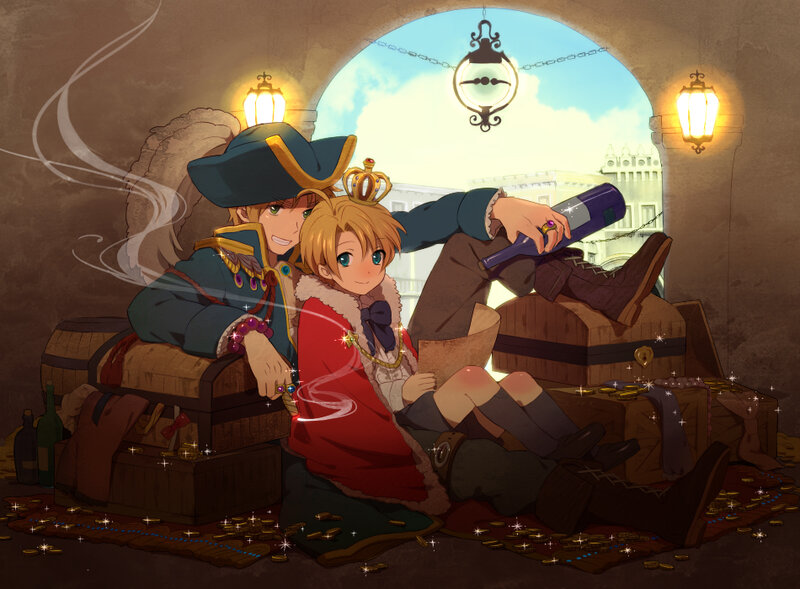 Pirate and prince in treasure room