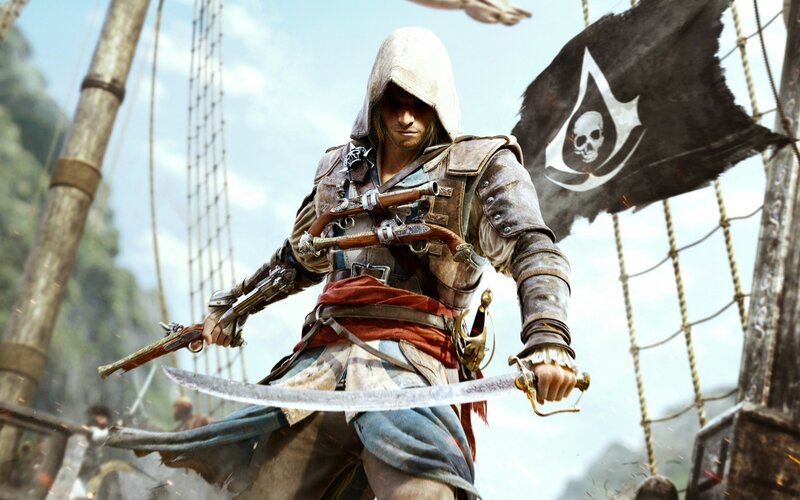 Pirate Assassin on Ship — White, Dramatic, Afternoon