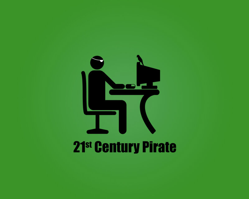 Pirate at Computer — Green