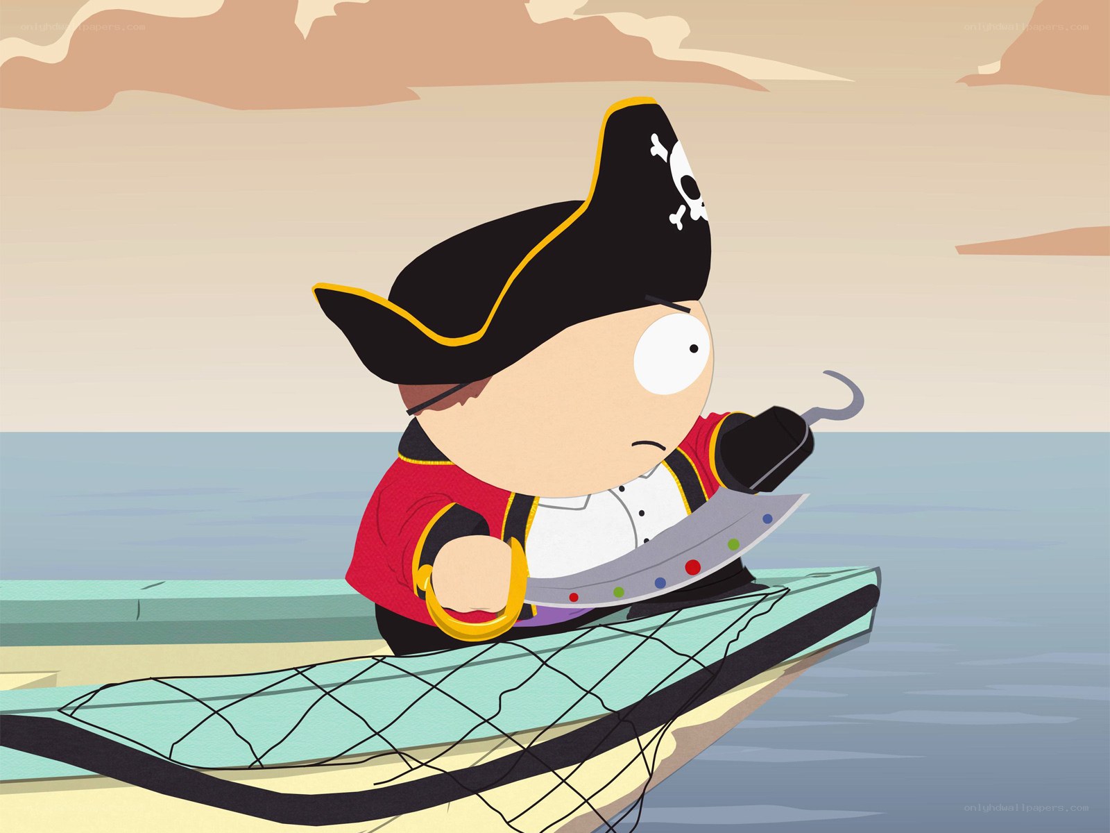 Pirate boy in a boat