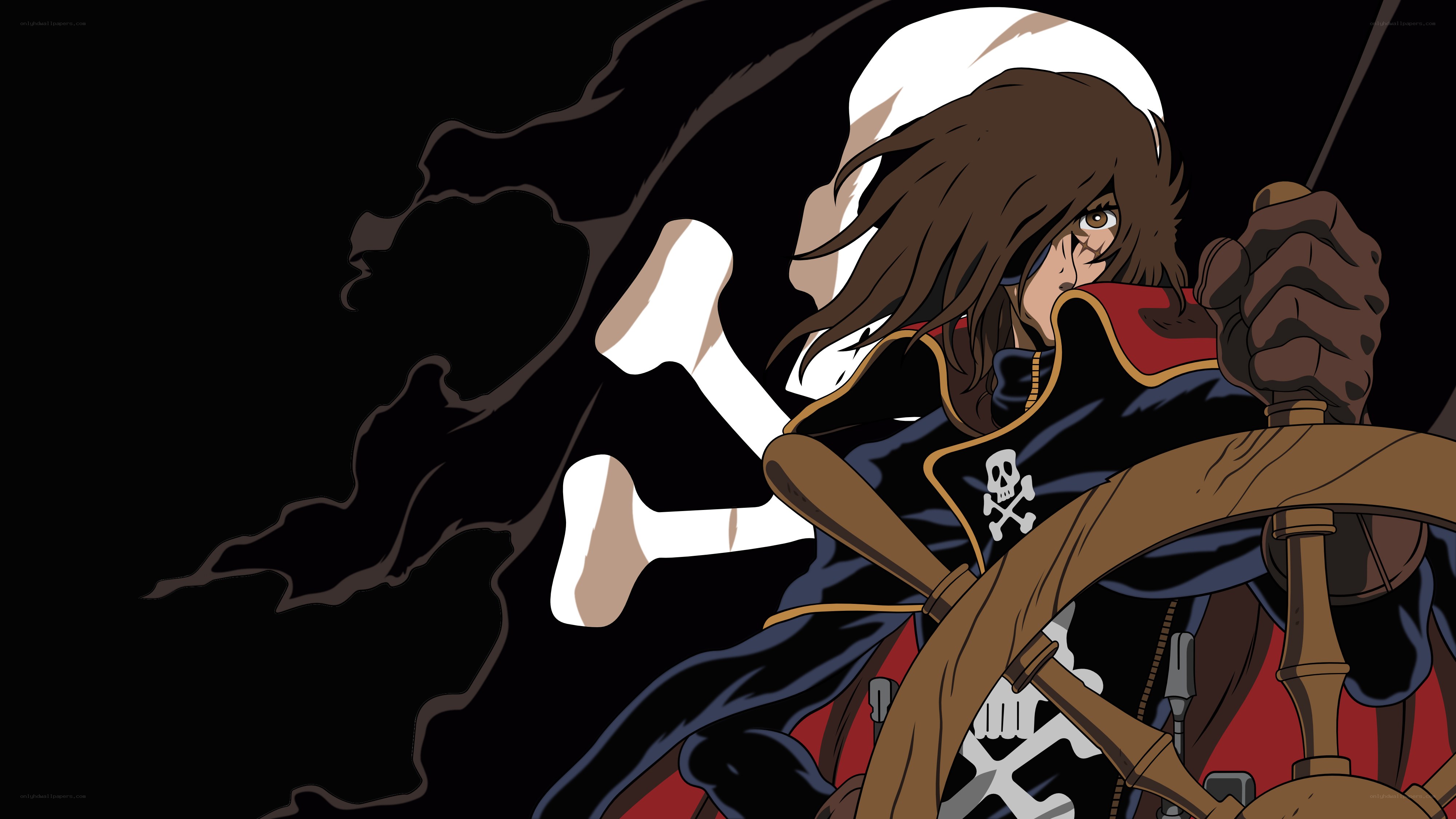 pirate captain at the helm