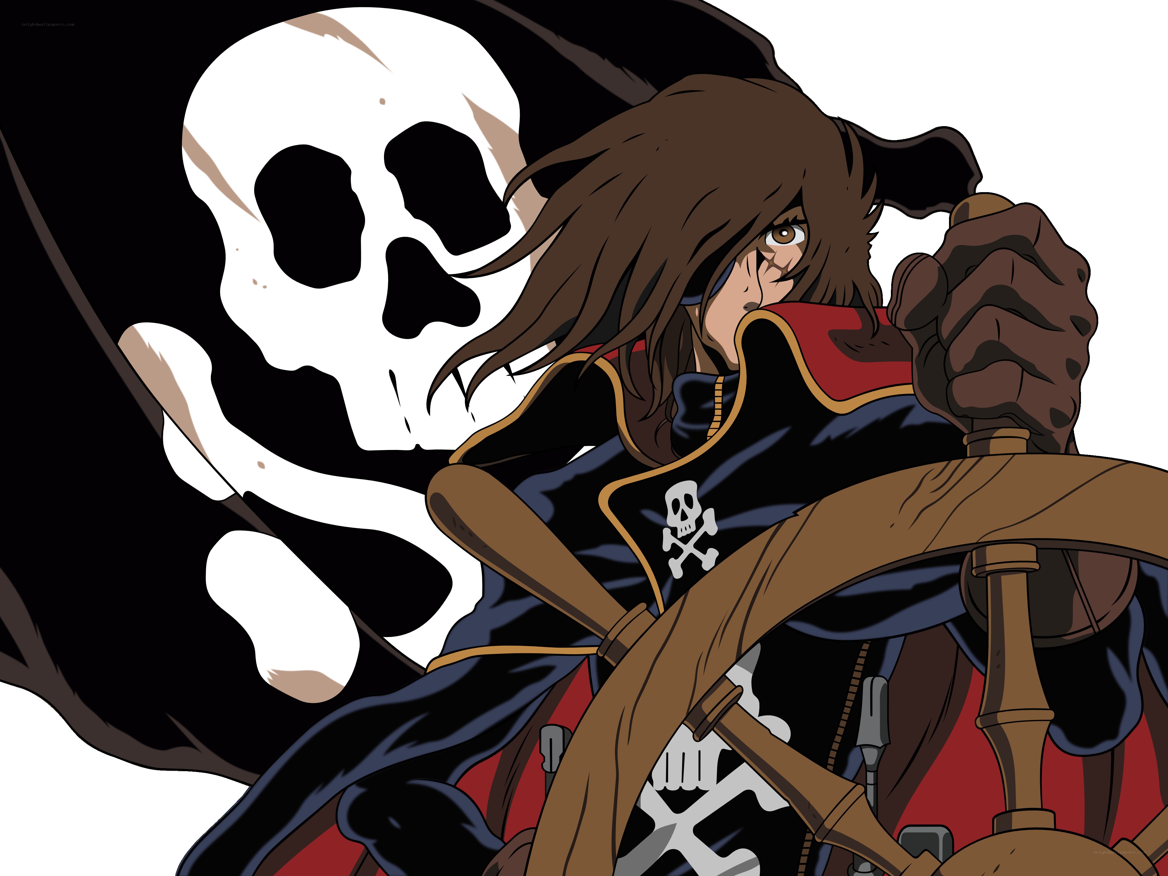 pirate captain at the helm