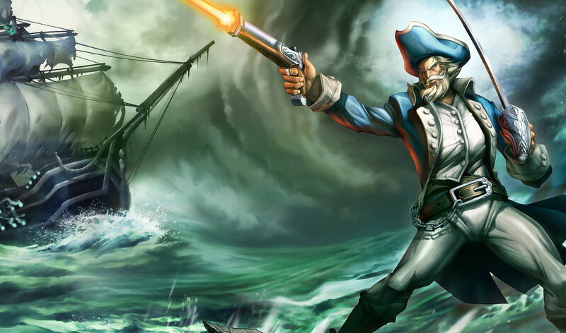 Pirate Captain Firing Pistol — Blue