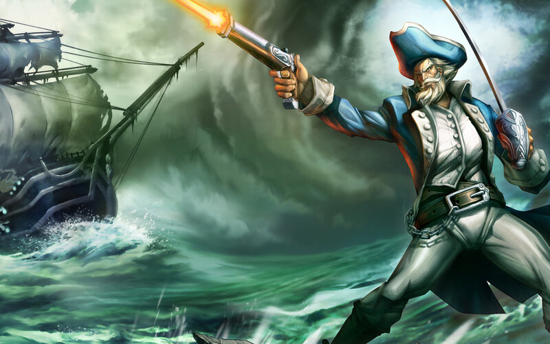 Pirate captain firing pistol