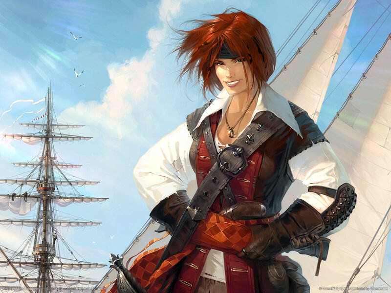 Pirate captain on a ship