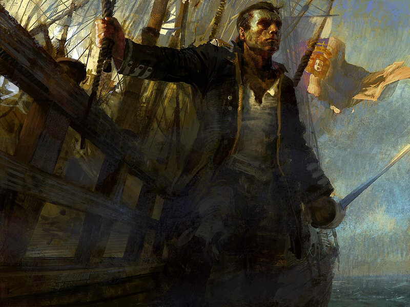 Pirate captain on deck