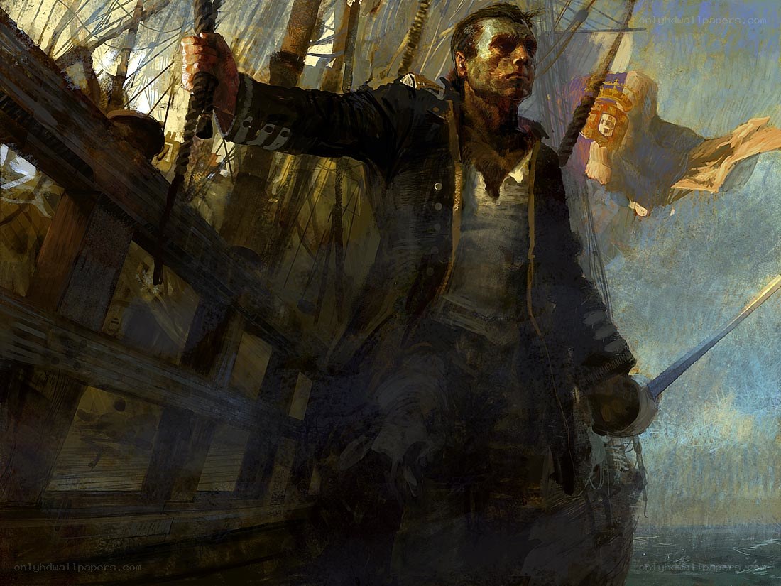 Pirate captain on deck
