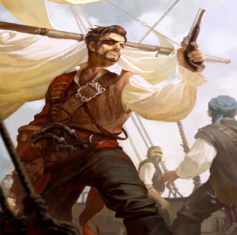 Pirate Captain on Ship — Brown, Dramatic