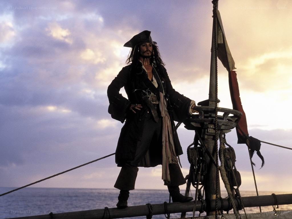 Pirate captain on ship deck