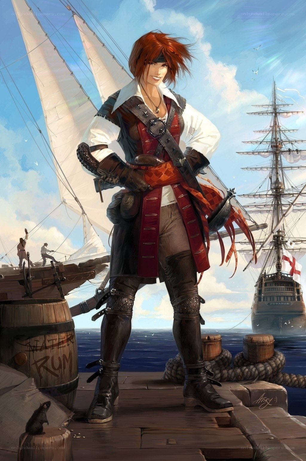 Pirate captain on the dock