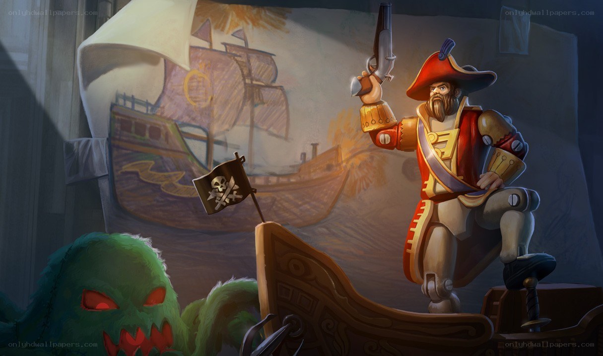 Pirate captain with a monster