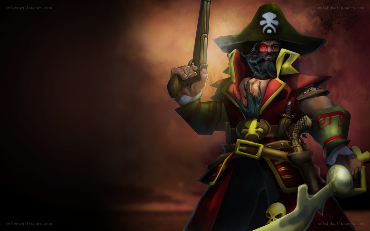 pirate captain with glowing eyes