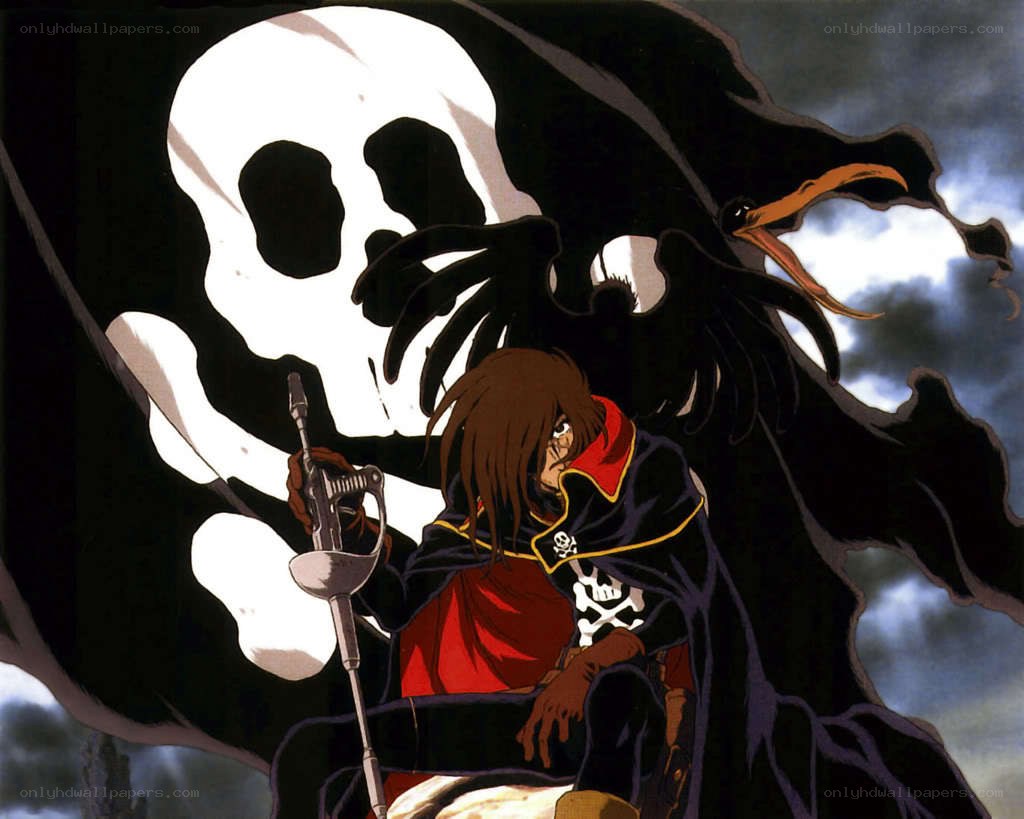 Pirate captain with skull flag