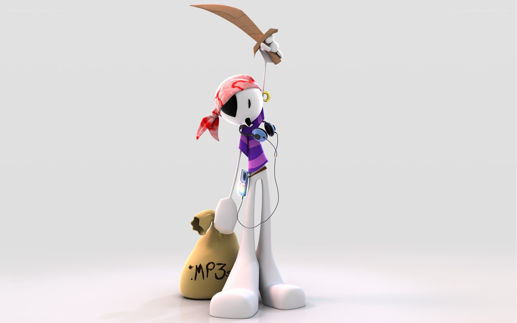 Pirate character with MP3 player