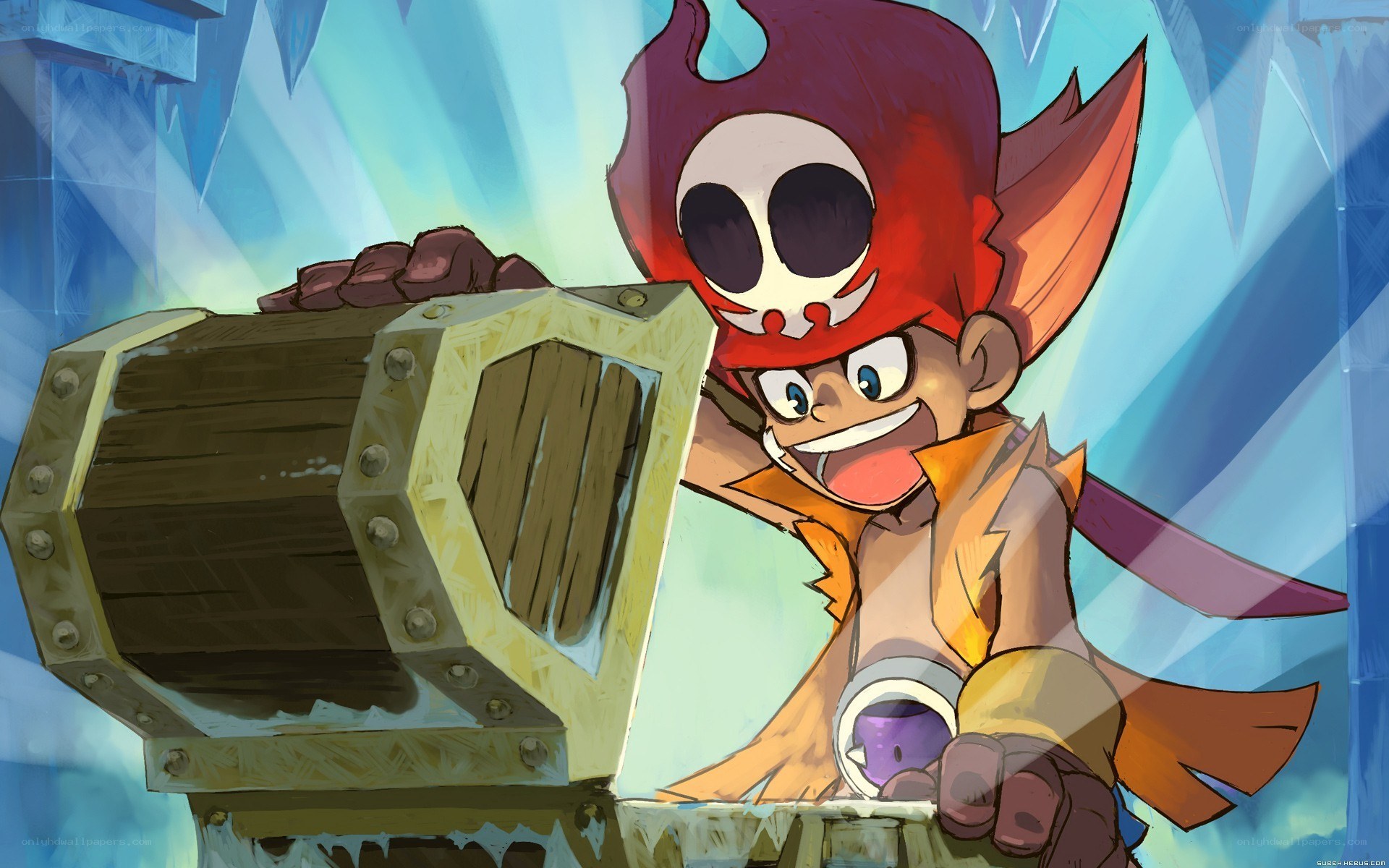 pirate character with treasure chest