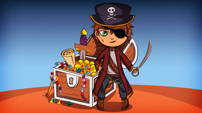 Pirate Character with Treasure