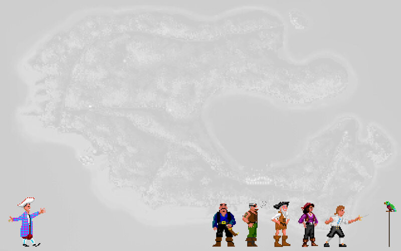 pirate characters on map