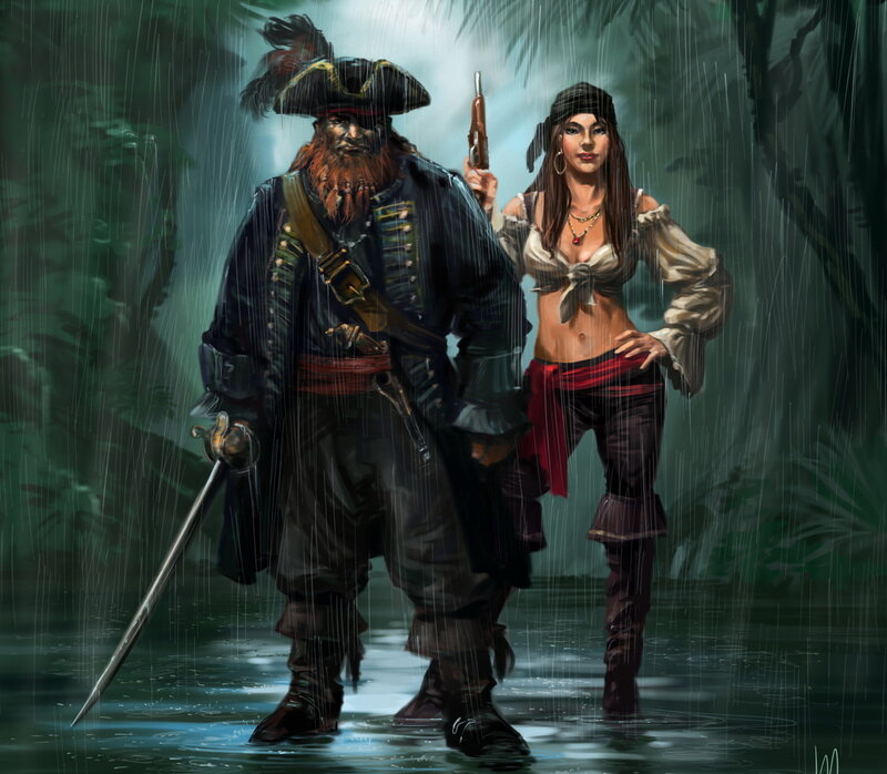Pirate Couple in Rain