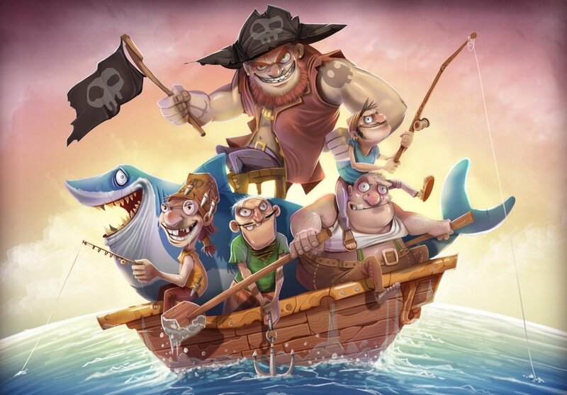 Pirate crew on a fishing trip