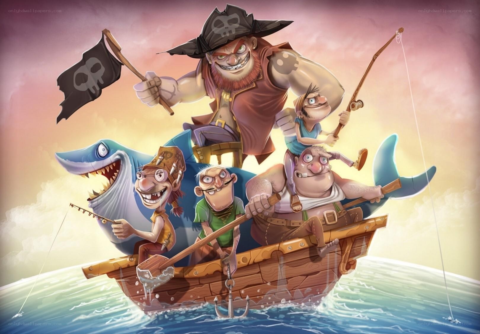 Pirate crew on a fishing trip