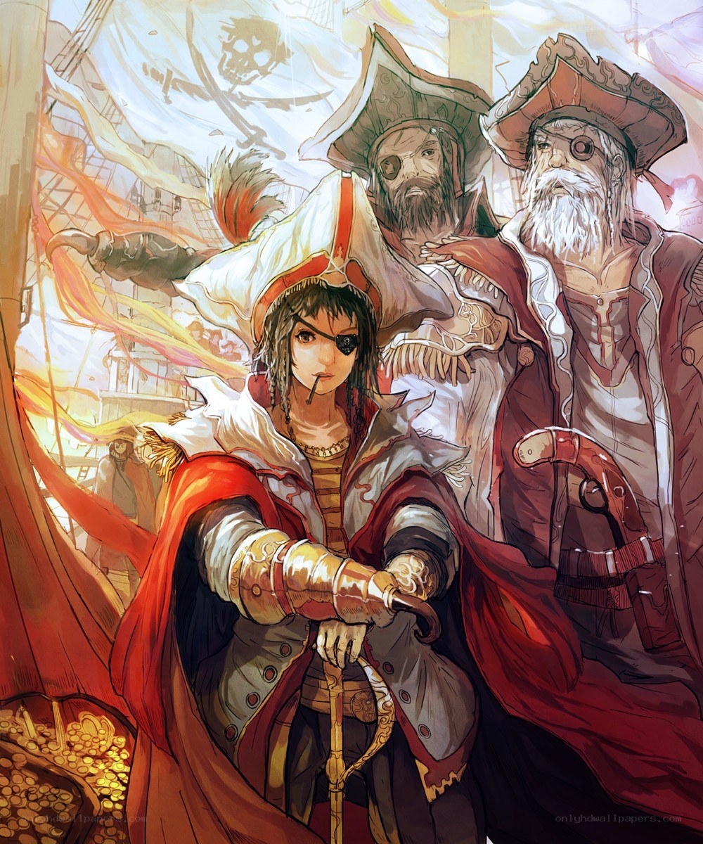 Pirate crew on a ship
