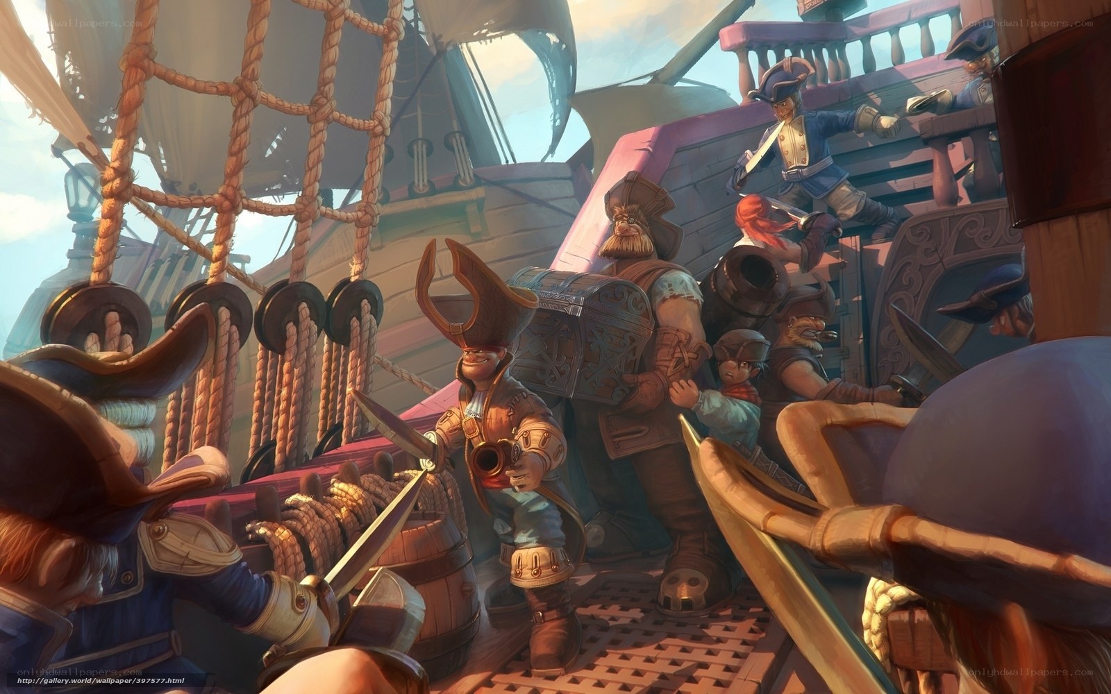 Pirate crew on a ship