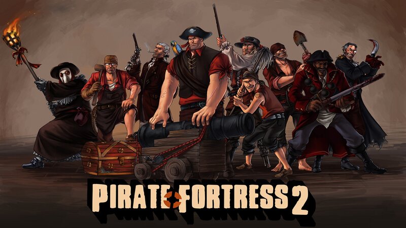 Pirate Crew with Cannon — Brown