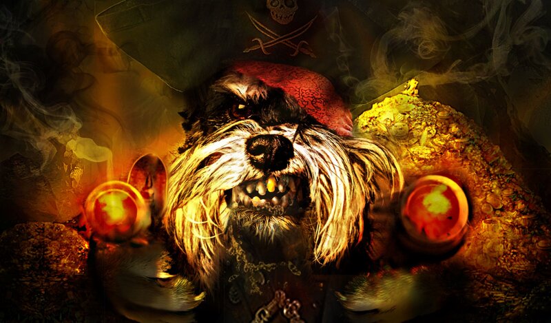 pirate dog with treasure
