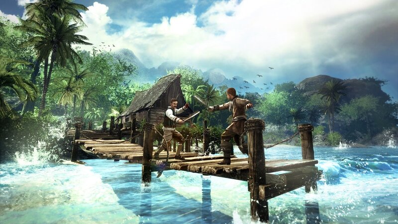 Pirate duel on a wooden bridge