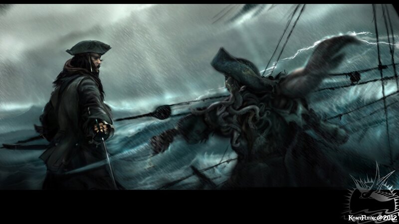 Pirate Fighting Sea Monster