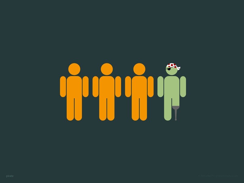 Pirate Figure Among People — Orange