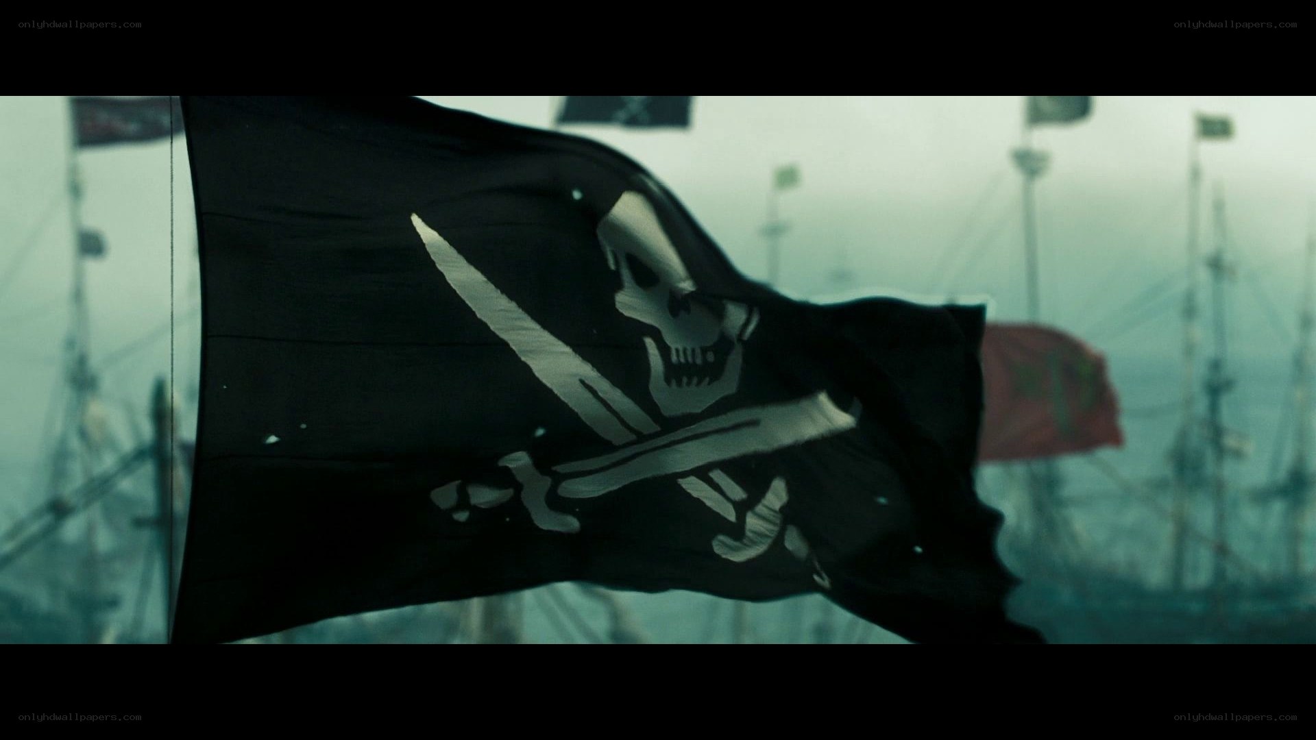 pirate flag in fog