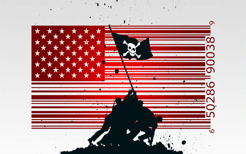 Pirate flag over US barcode