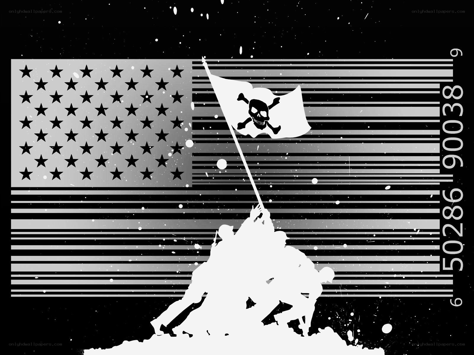 Pirate flag over US flag