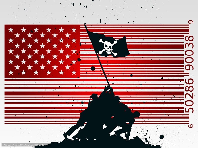 Pirate flag over US flag